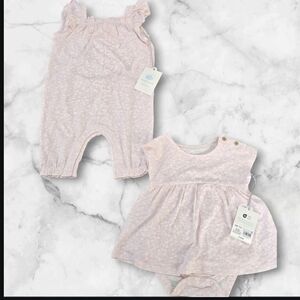 NEW Cloud Island Light Floral Pink Dress and Romper Set (SIZE:12 Month)